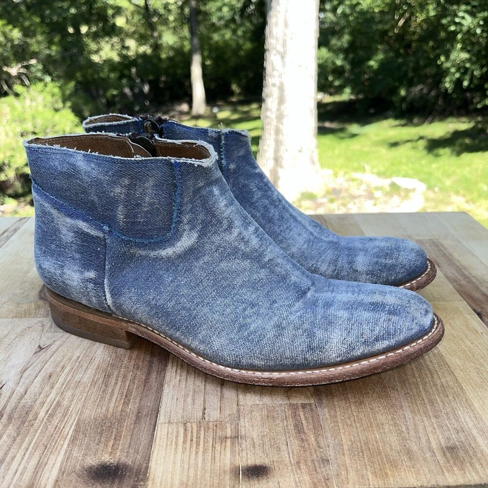 Matisse Duke Womens Size 10 Denim Side Zip Ankle Boots Bootie Revolve Blue